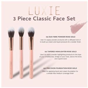 Luxie Rose Gold 3 Piece Classic Face Brush Set